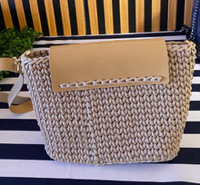 Load image into Gallery viewer, Beige woven handbag crochet handbag pattern