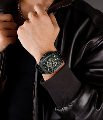 Black and Green Chronograph Watch