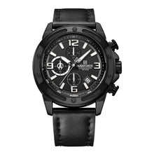 Load image into Gallery viewer, Black Naviforce watch with leather strap on a white background
