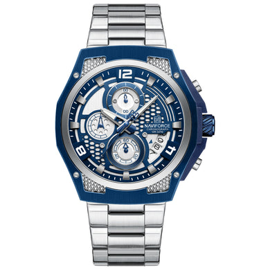 Silver blue men's watch,